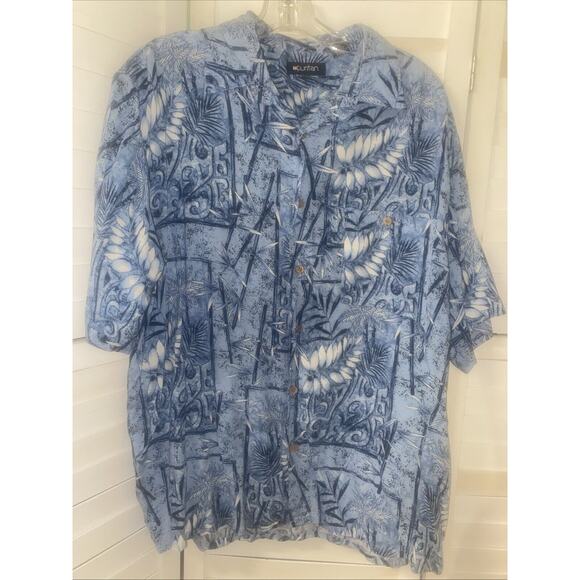 Puritan Men's Hawaiian Blue Shirt Button Front Short Sleeves 100% Rayon Large - Picture 1 of 7